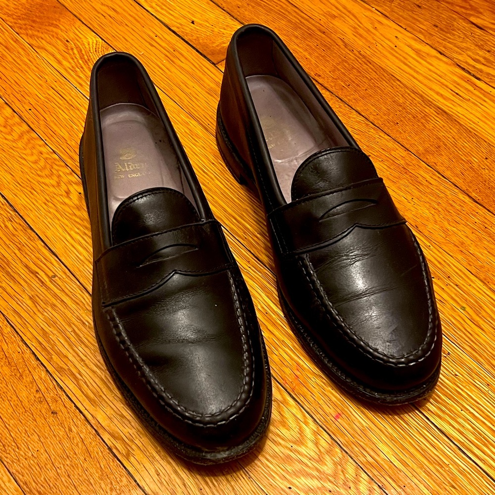 Alden Flex Penny Loafer in Black Calfskin 10.5